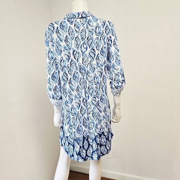 Lilly Pulitzer Tunic Dress Small Womens Lillith Shell Pockets Roll Tab Slv *Flaw - Picture 3 of 16